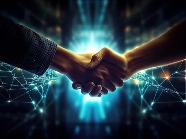 Handshake with tech background