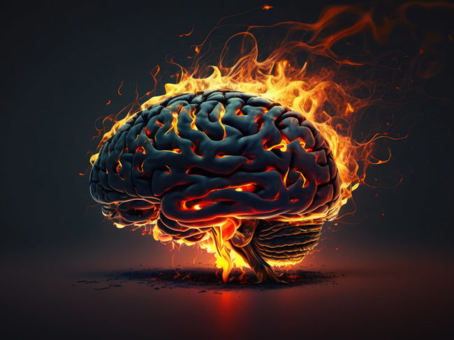 AI generated illustration of a brain on fire